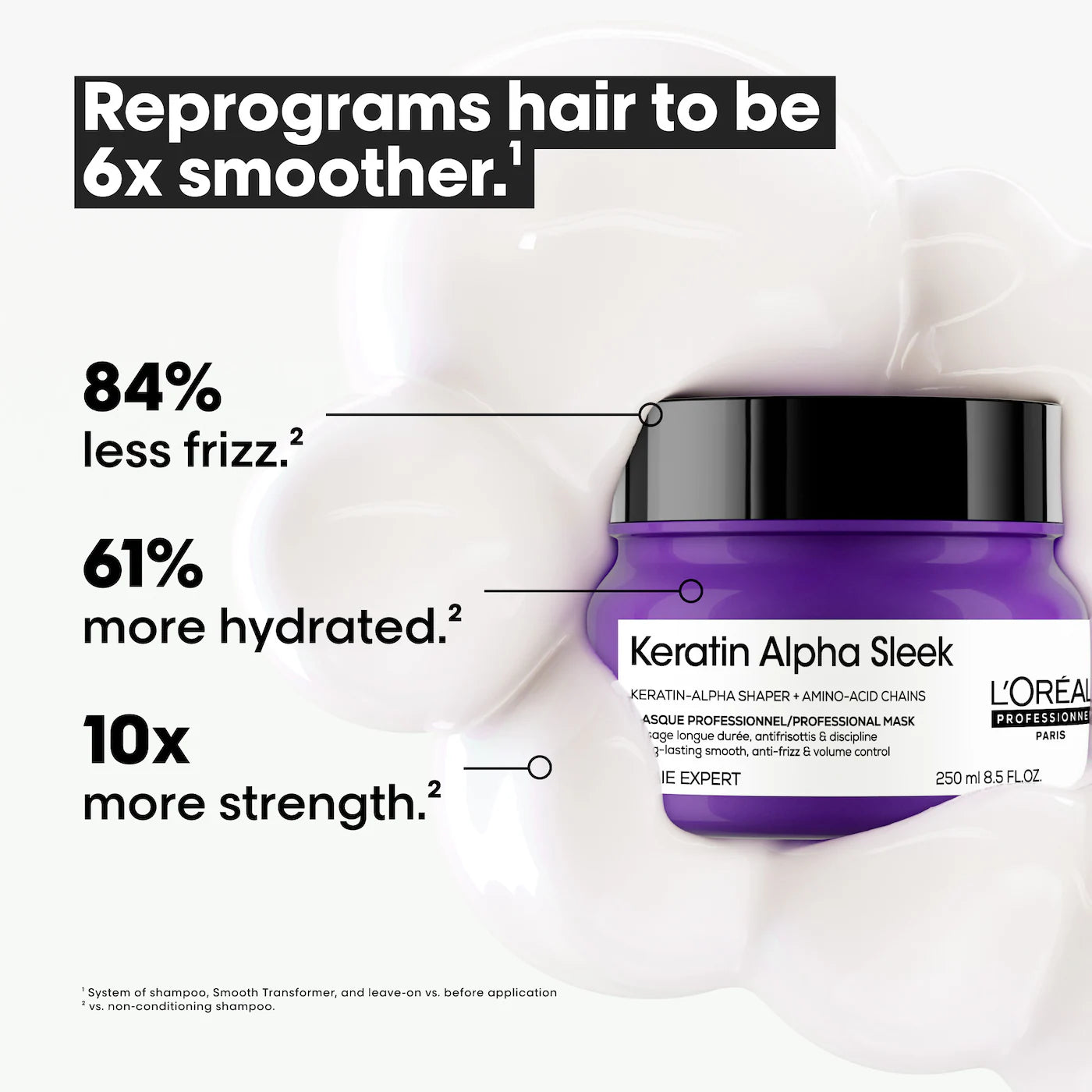 
                  
                    Keratin Alpha Sleek Anti-Frizz Hair Mask for Smooth Hair
                  
                